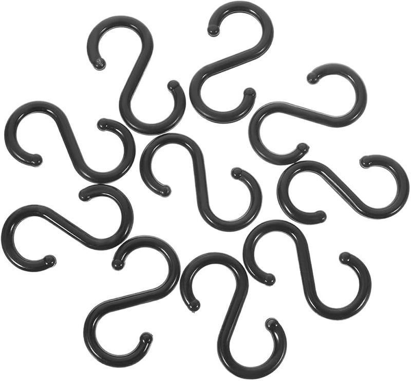 Veemoon 50 Pack Black S Hooks 2.2x1.1 Inch Sturdy Plastic for Hanging Clothes Coats and Kitchen Storage - Image 1